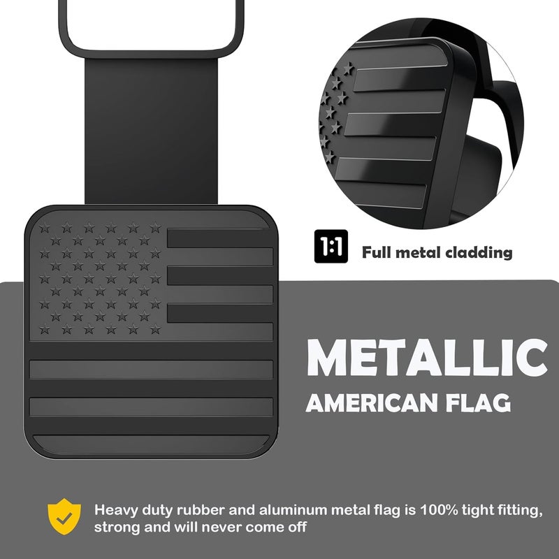 OGYE 2 Inch Trailer Hitch Cover with American Flag, Metal Trailer Hitch Cover Fit for 2 Inch Hitch Receivers Class 3 4 5, 2'' Rubber Hitch Tube Cover Plug Cap (Black) - Image 3
